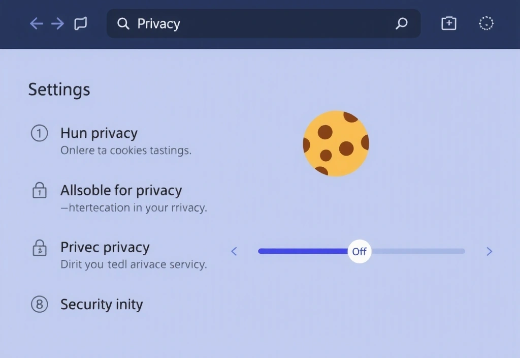 Illustration of browser settings with cookie icon